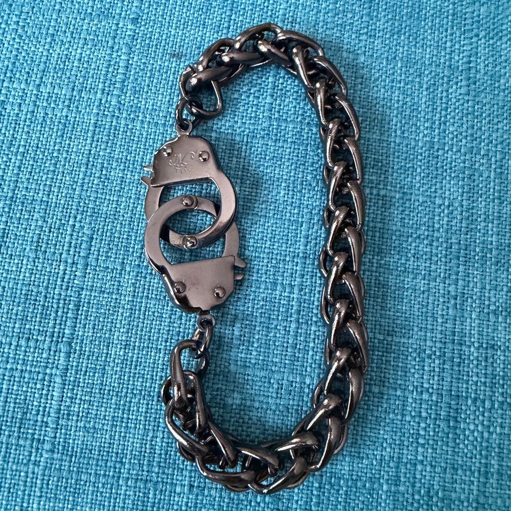 Gunmetal Handcuff Link Chain Bracelet